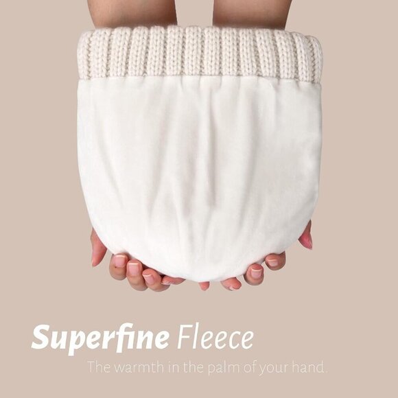 Women’s White Winter Fleece-Lined Chunky Knit Beanie Snow Hat Cap main image 2